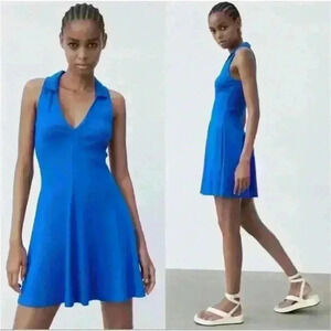 Zara Lapel Collar Rib Dress M